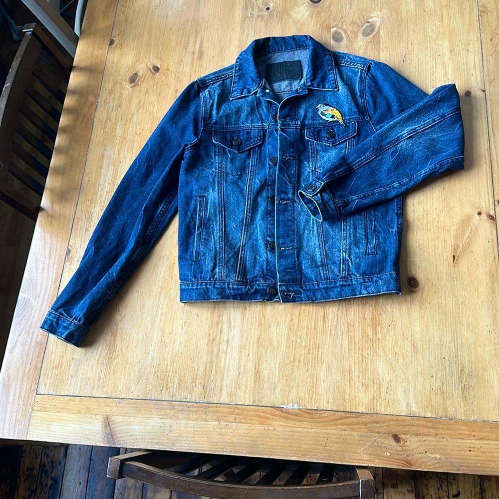 Distressed Denim Jacket with custom Songbird patch